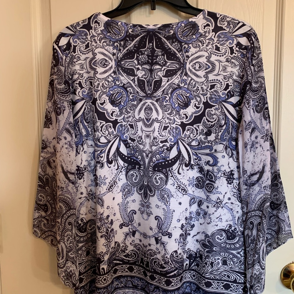 JM Collection Polyester Blue Top - Picture 2 of 6